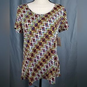 NWT Lularoe Classic T, orange/yellow/blue/white diamonds, size M
